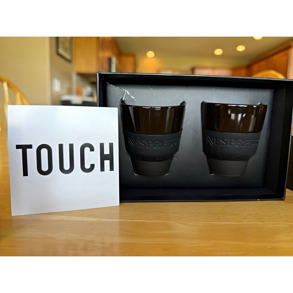 Nespresso Touch Collection Black Glass Espresso Cups Set of 2, 80 ml